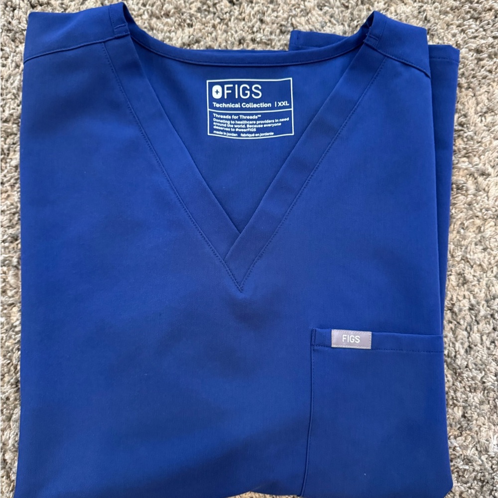 Figs Catalina One-Pocket Scrub Top Sapphire Color XXL